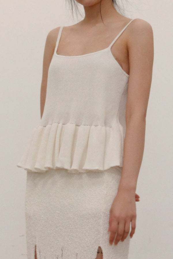 SWAYING/KNIT Wavy Hem Tank Top SW22SST22 White
